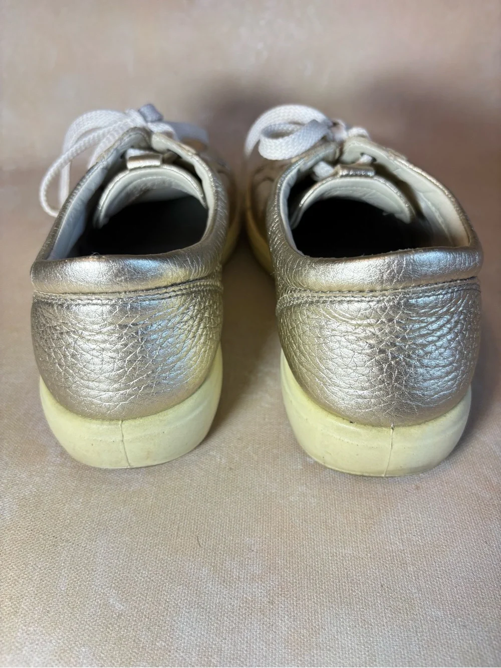 Ecco Soft 7 Gold Metallic Sneakers, size 40 Leather Lace-Up Sneakers - Women